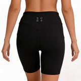 Black athletic shorts with 'SUB4' logo on a white background